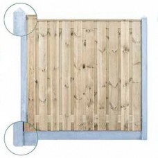 Aanbieding hout-betonschutting tuinscherm Douglas 19 planken i.c.m. grijze palen Aanbieding hout-betonschutting tuinscherm Douglas 19 planken i.c.m. grijze palen